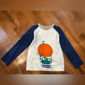 Kids Long Sleeve Tee with Pumpkin and Frog Design